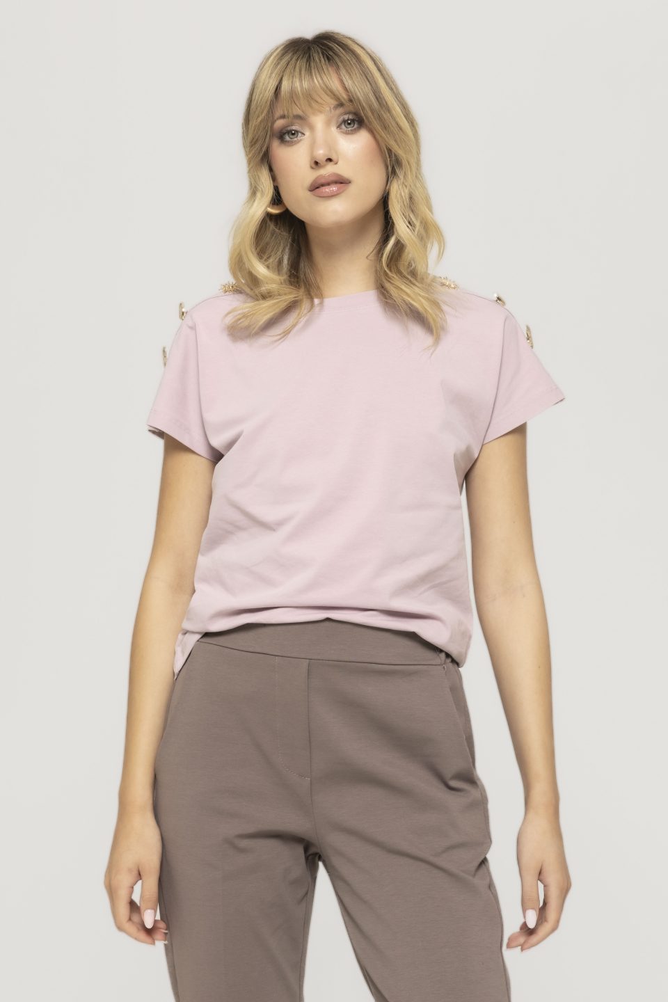 Tricou cu aplicatii scoici pe umar Elena