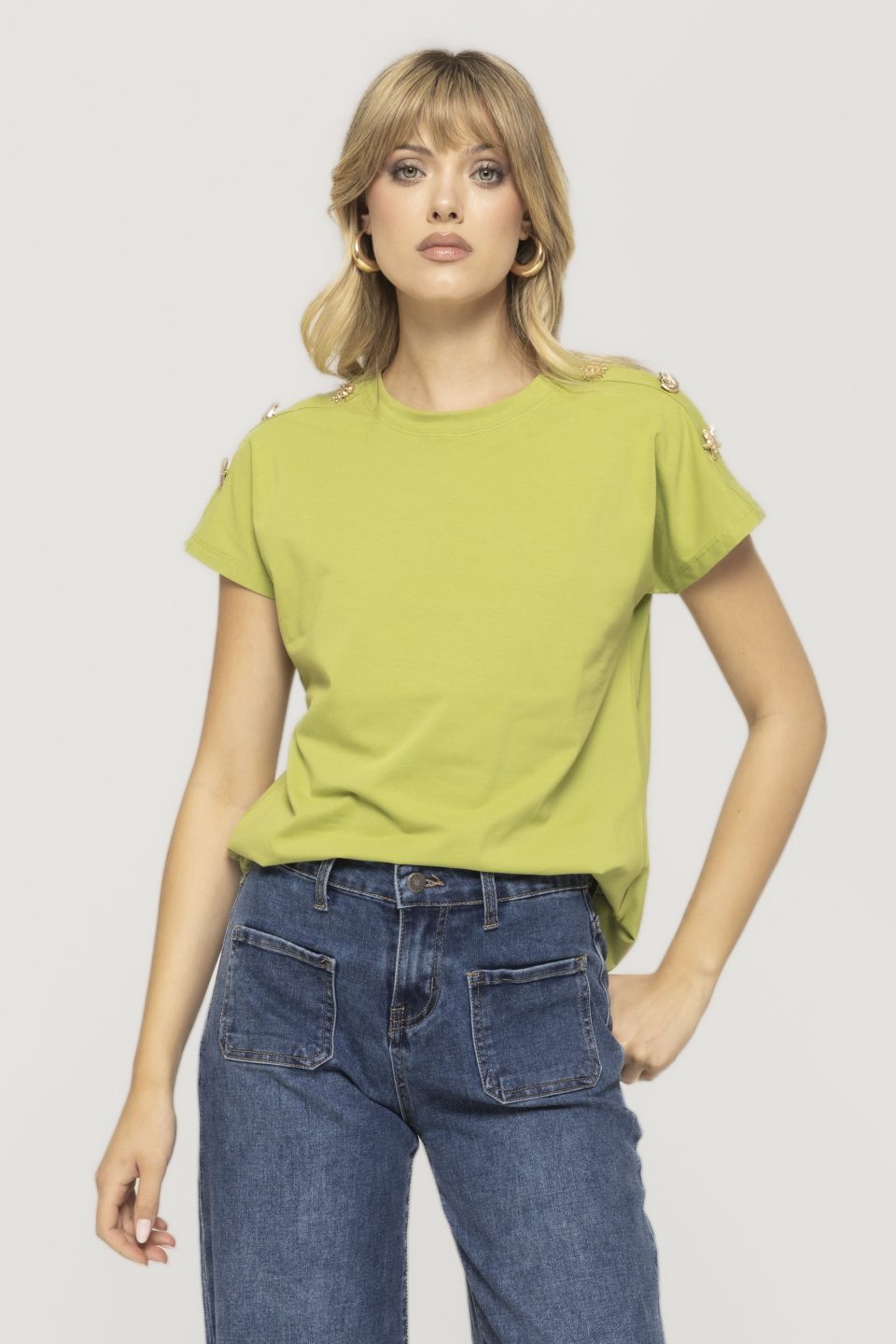 Tricou cu aplicatii scoici pe umar Elena