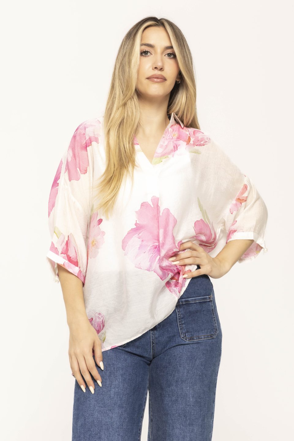 Camasa cu maneca scurta si imprimeu floral Aura