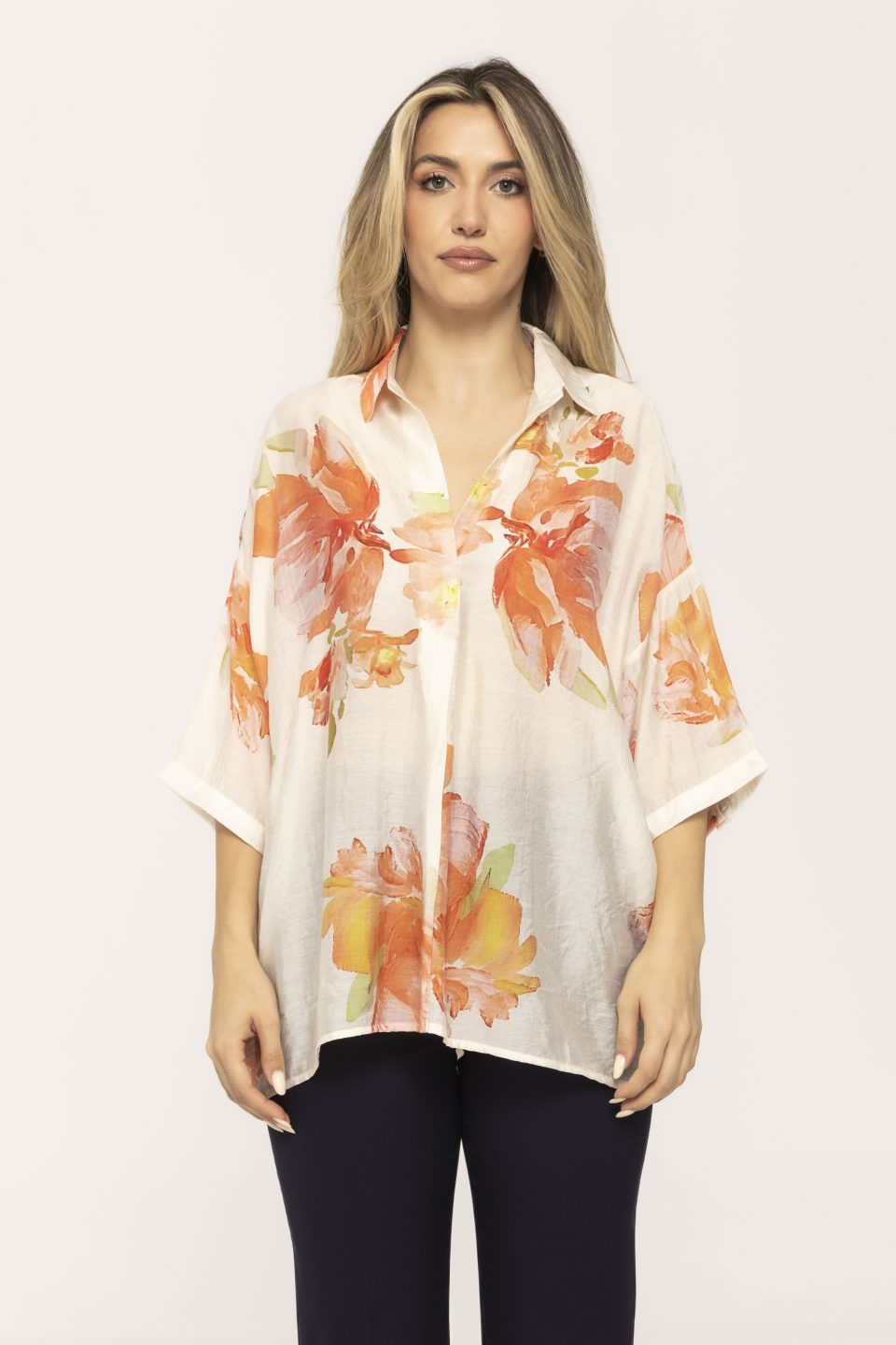 Camasa cu maneca scurta si imprimeu floral Aura