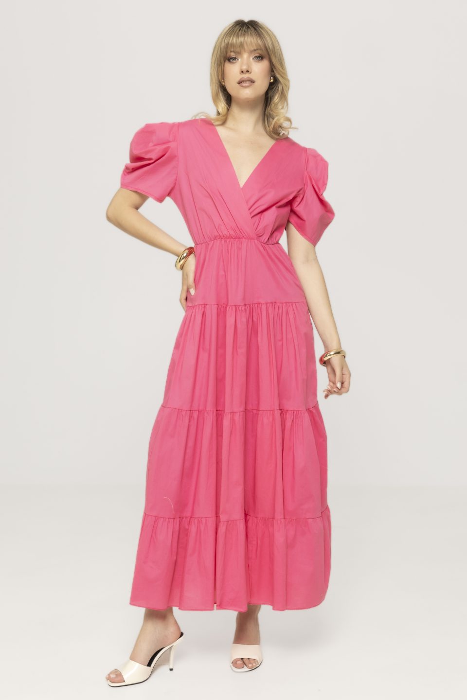Rochie vaporoasa cu maneci bufante Angela