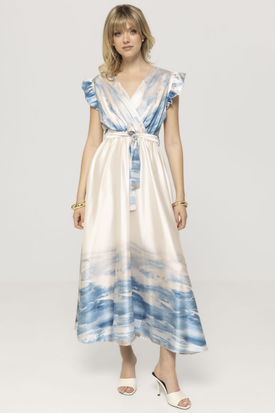 Rochie satinata cu imprimeu Brook