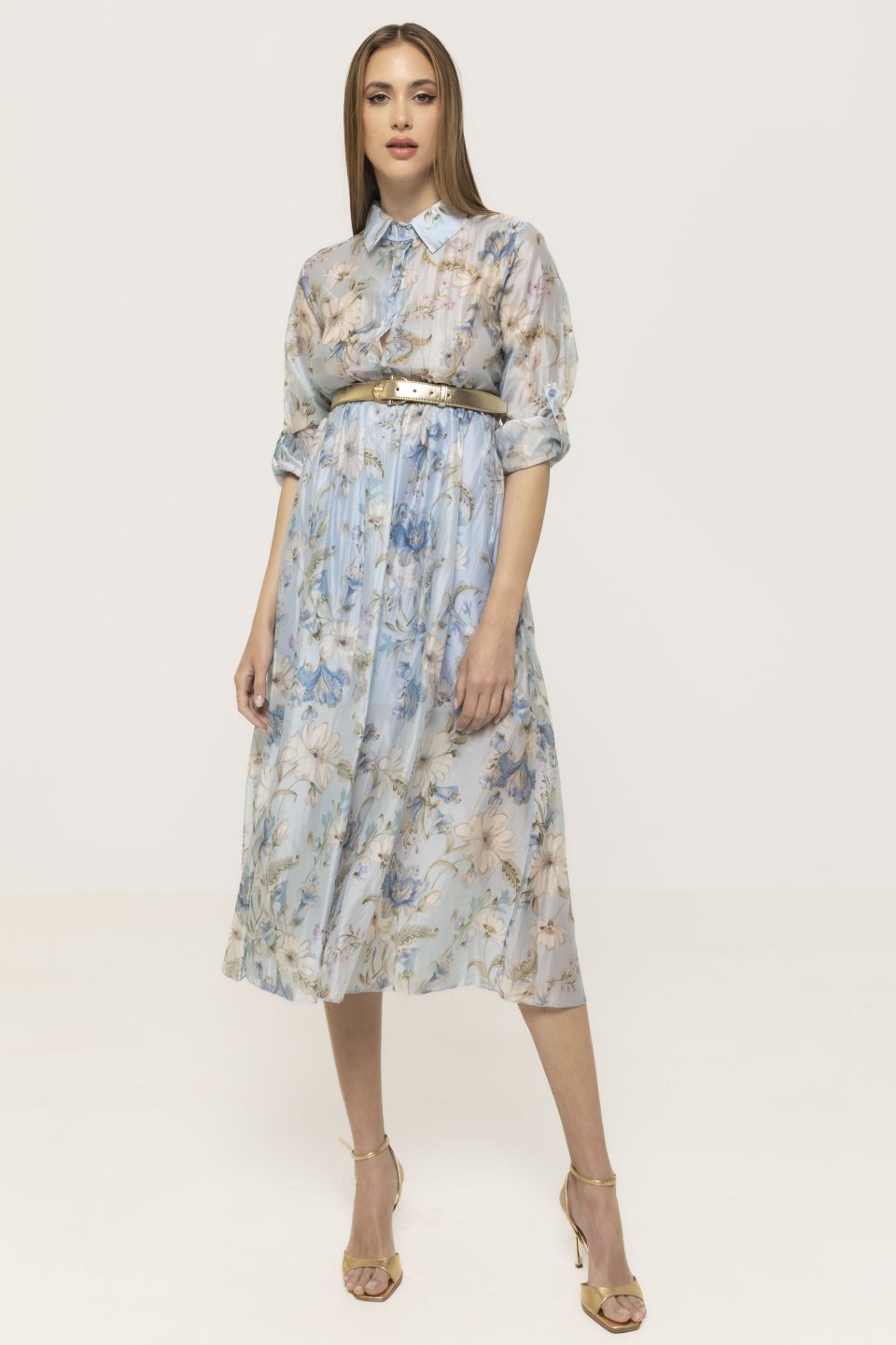 Rochie imprimata cu nasturi Ofelia