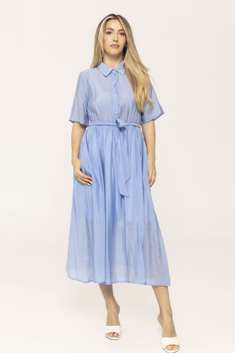 Rochie tip camasa cu cordon in talie Valeria