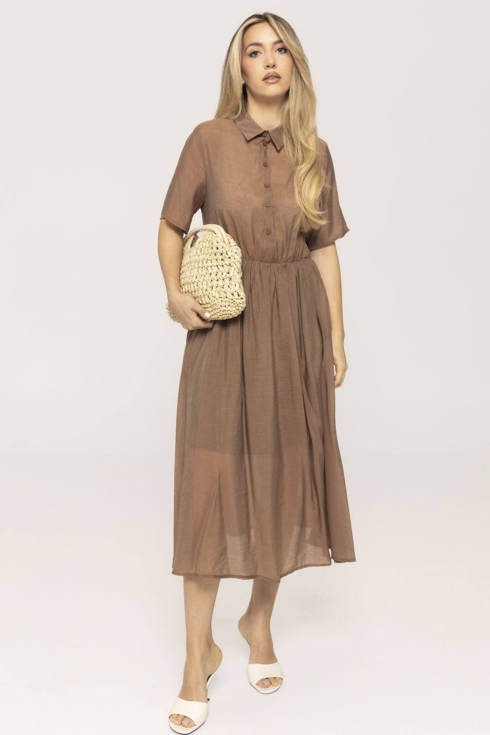 Rochie tip camasa cu cordon in talie Valeria