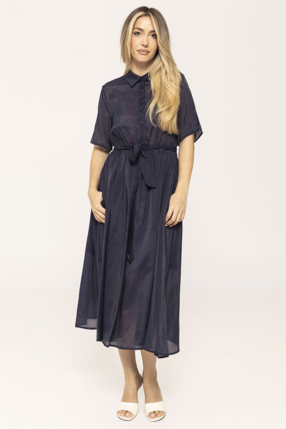 Rochie tip camasa cu cordon in talie Valeria