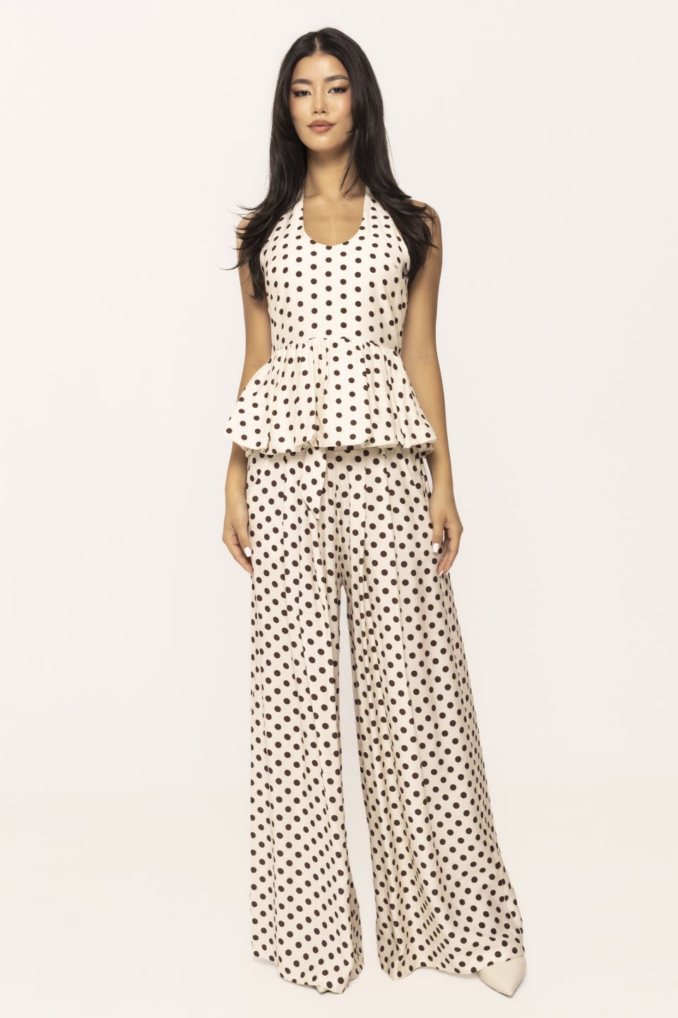 Pantalon evazat cu buline Doris
