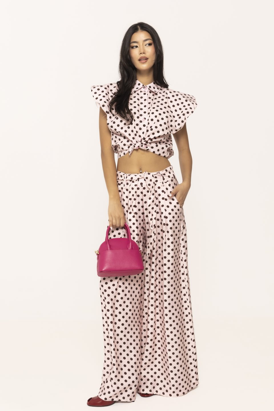 Pantalon evazat cu buline Doris