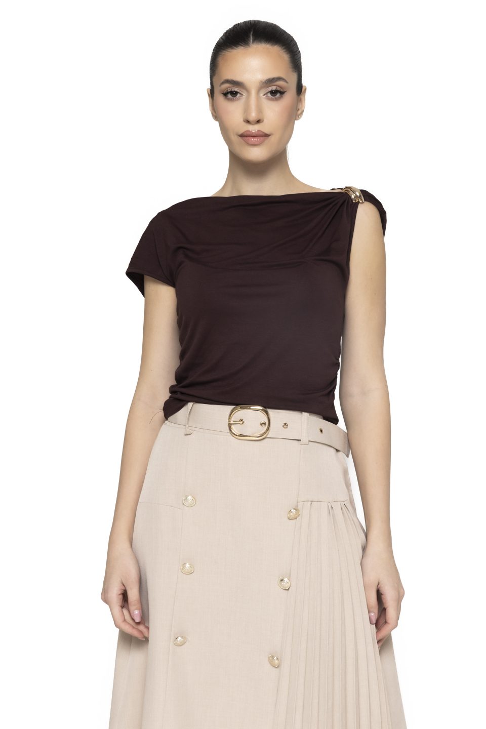 Top cu accesoriu auriu Amira