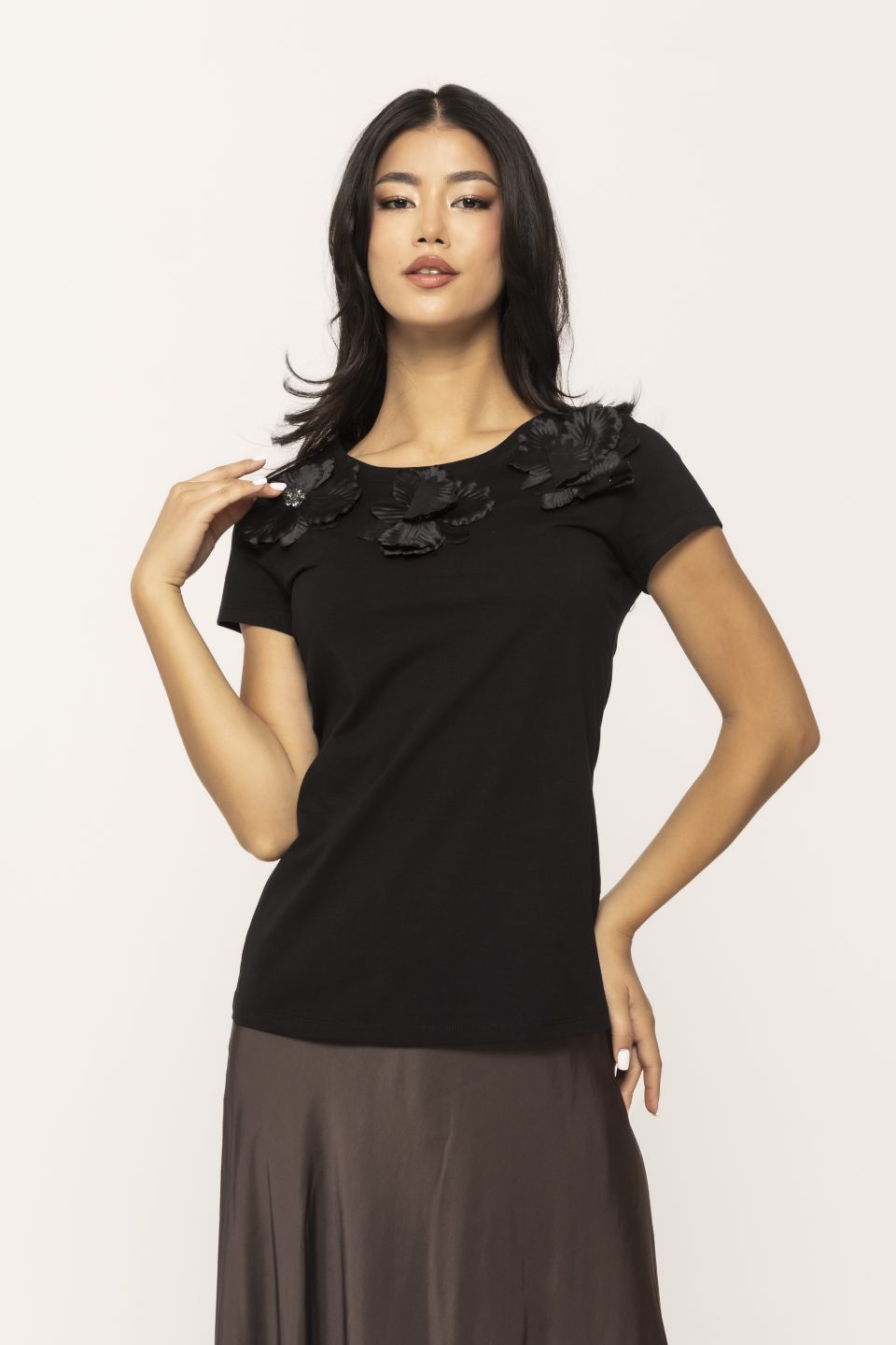 Tricou cu aplicatii flori Mimi