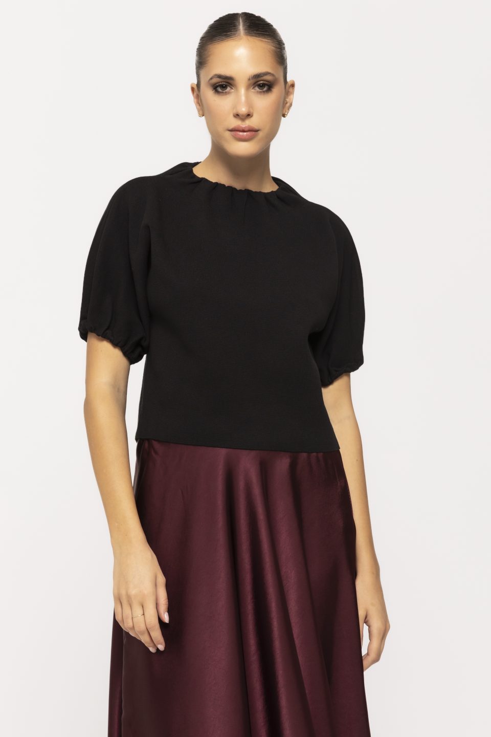 Pulover cu maneca scurta incretita Sorana
