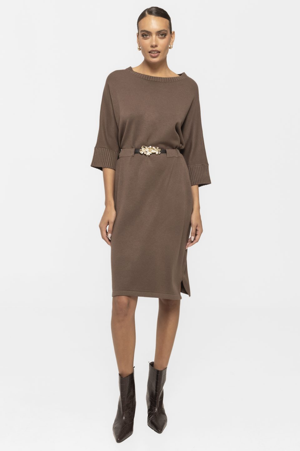 Rochie din tricot cu curea in talie Livia