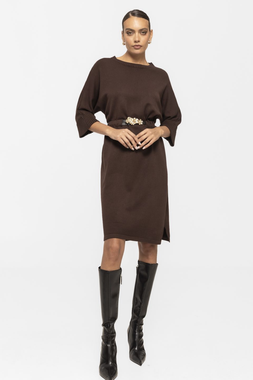 Rochie din tricot cu curea in talie Livia