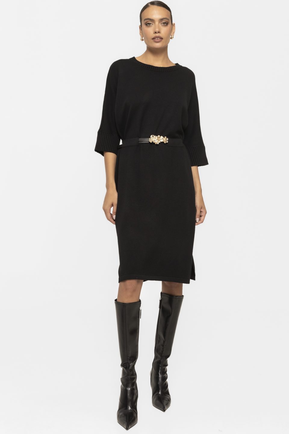 Rochie din tricot cu curea in talie Livia