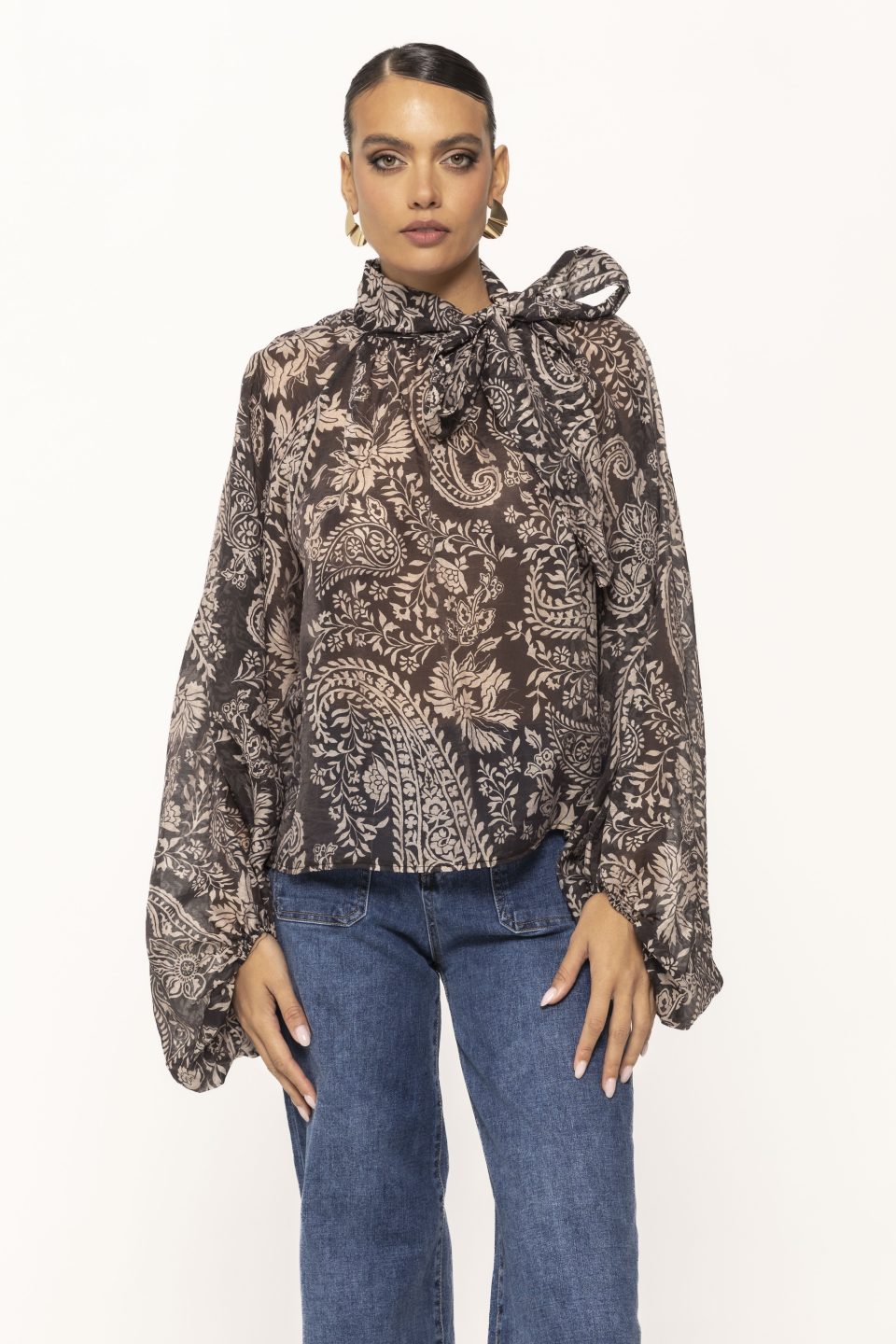 Bluza cu imprimeu si funda Brook