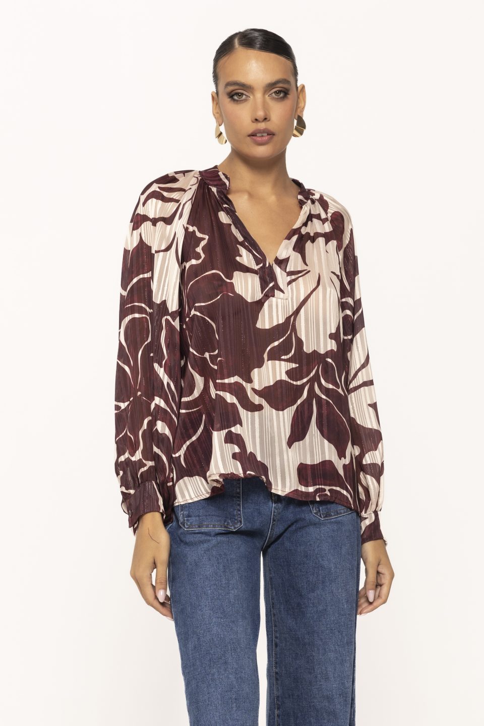 Bluza satinata cu imprimeu Ema