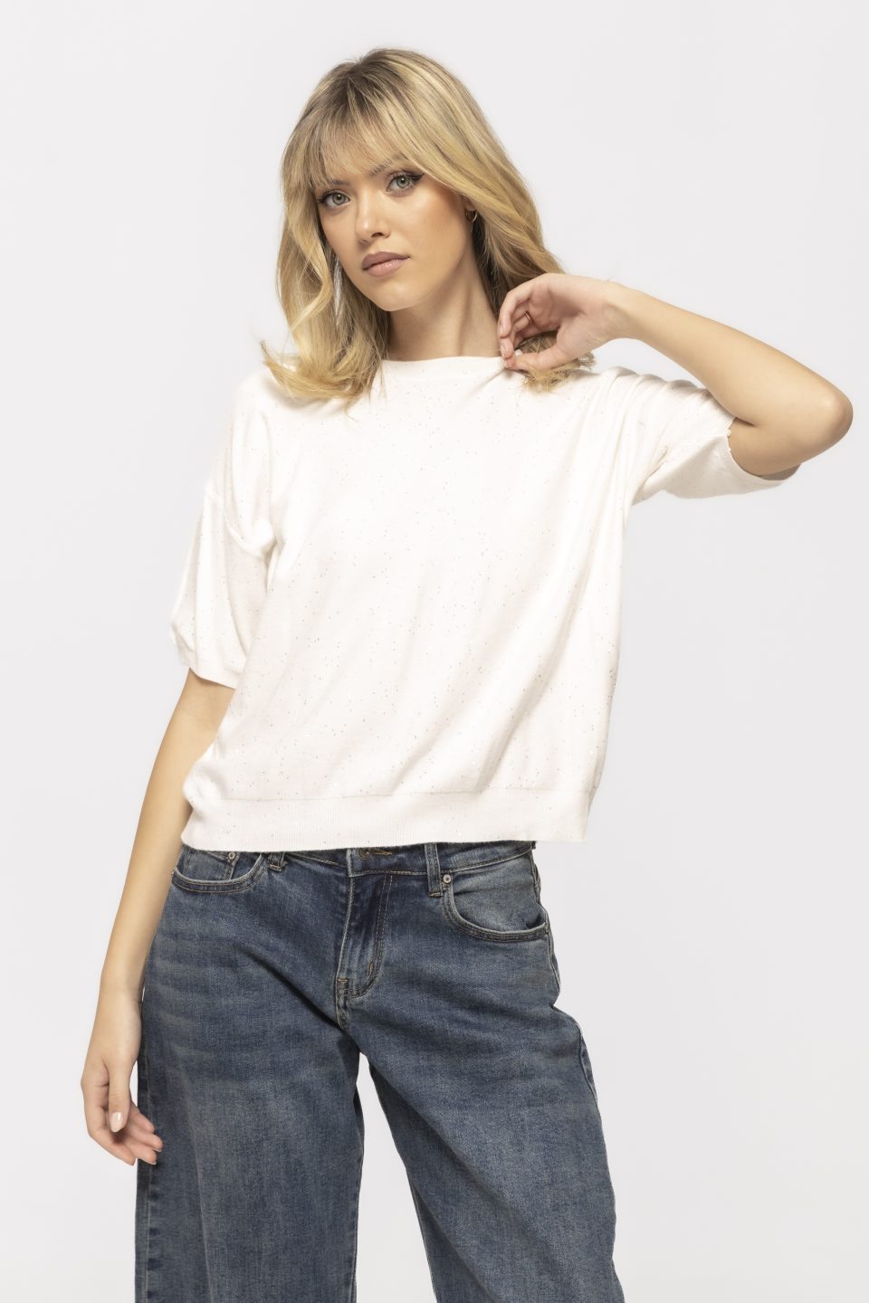 Pulover casual cu maneca scurta Catinca