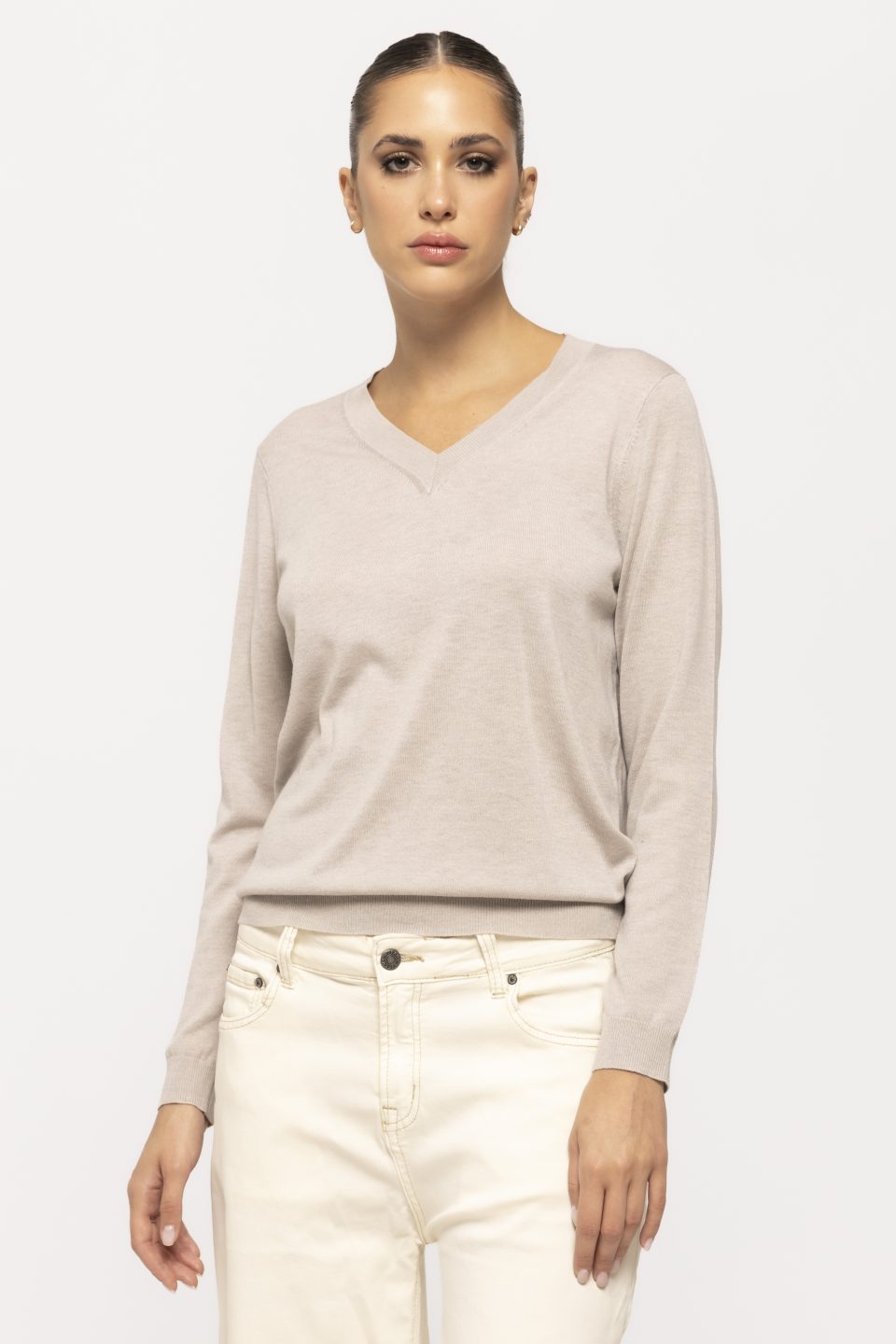 Pulover casual cu decolteu in V Iulia