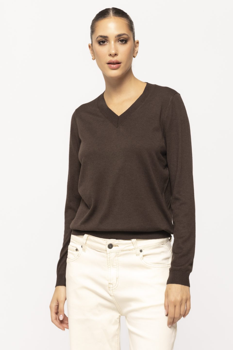 Pulover casual cu decolteu in V Iulia