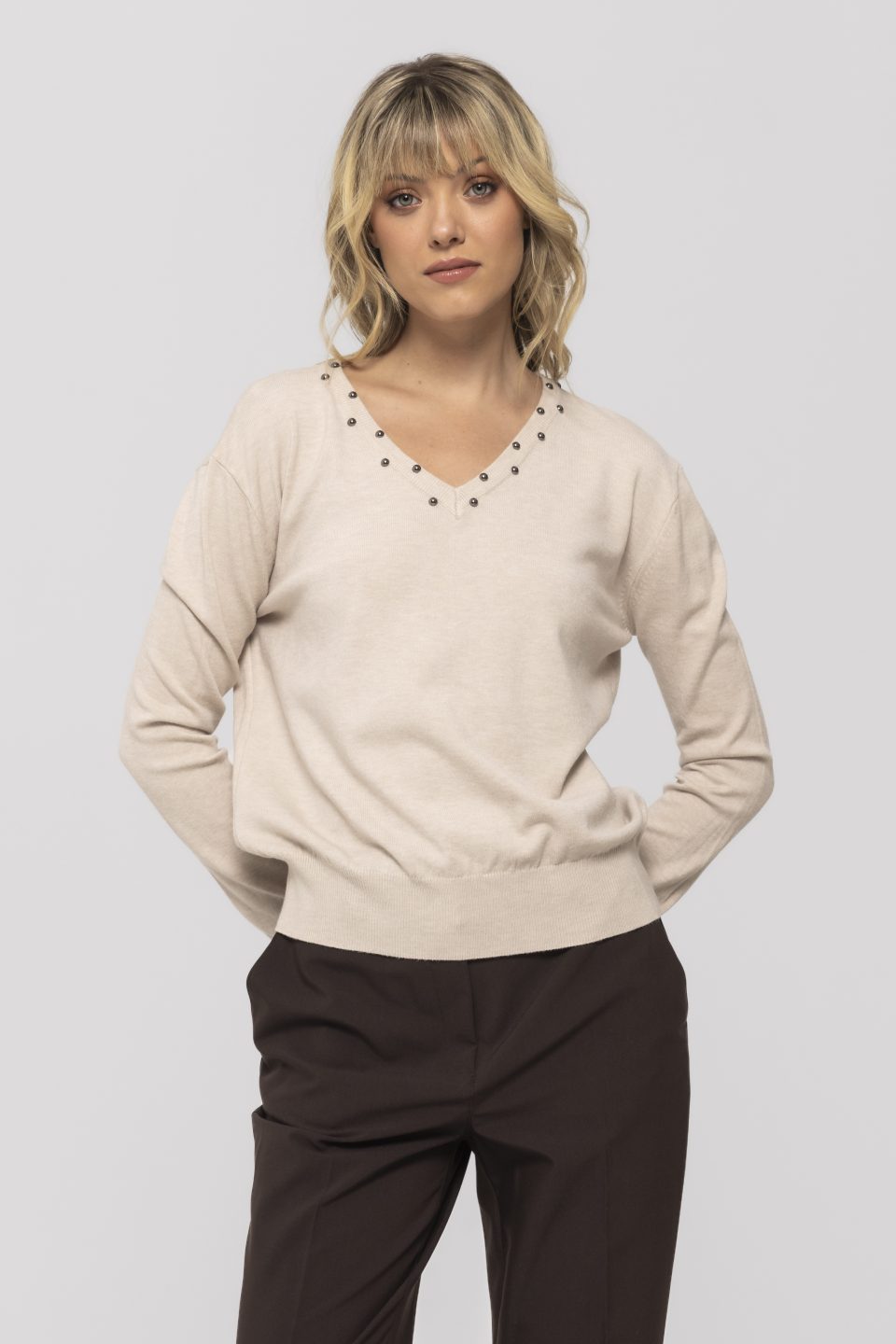 Pulover casual cu decolteu in V Narcisa