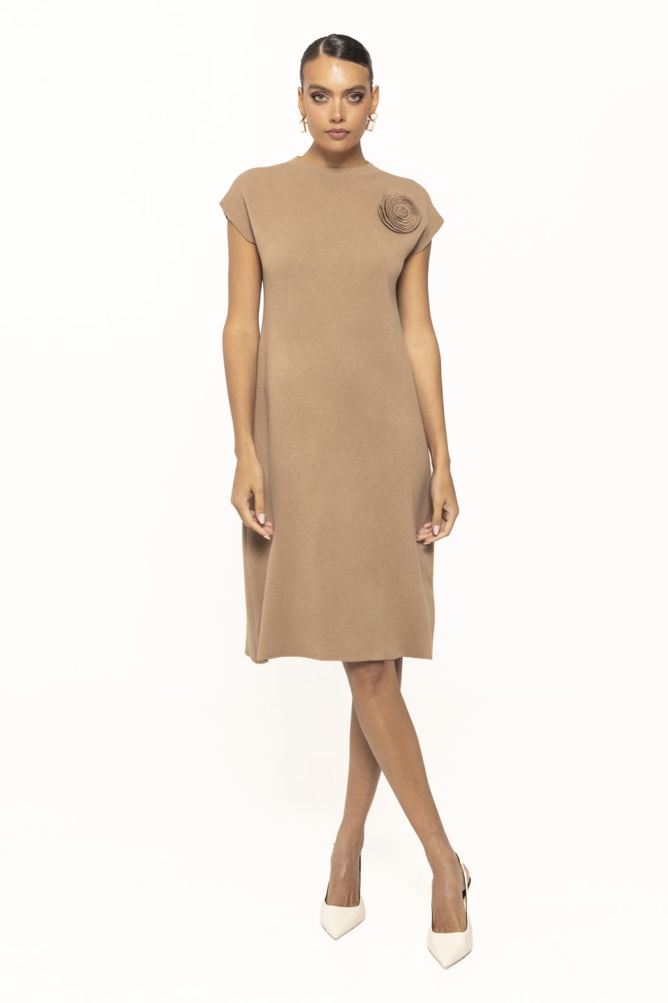 Rochie de tricot cu brosa Freya