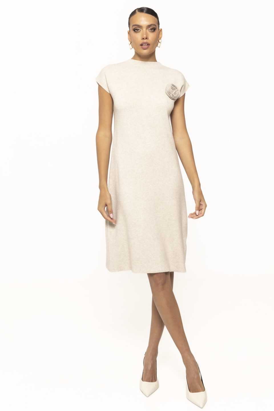 Rochie de tricot cu brosa Freya