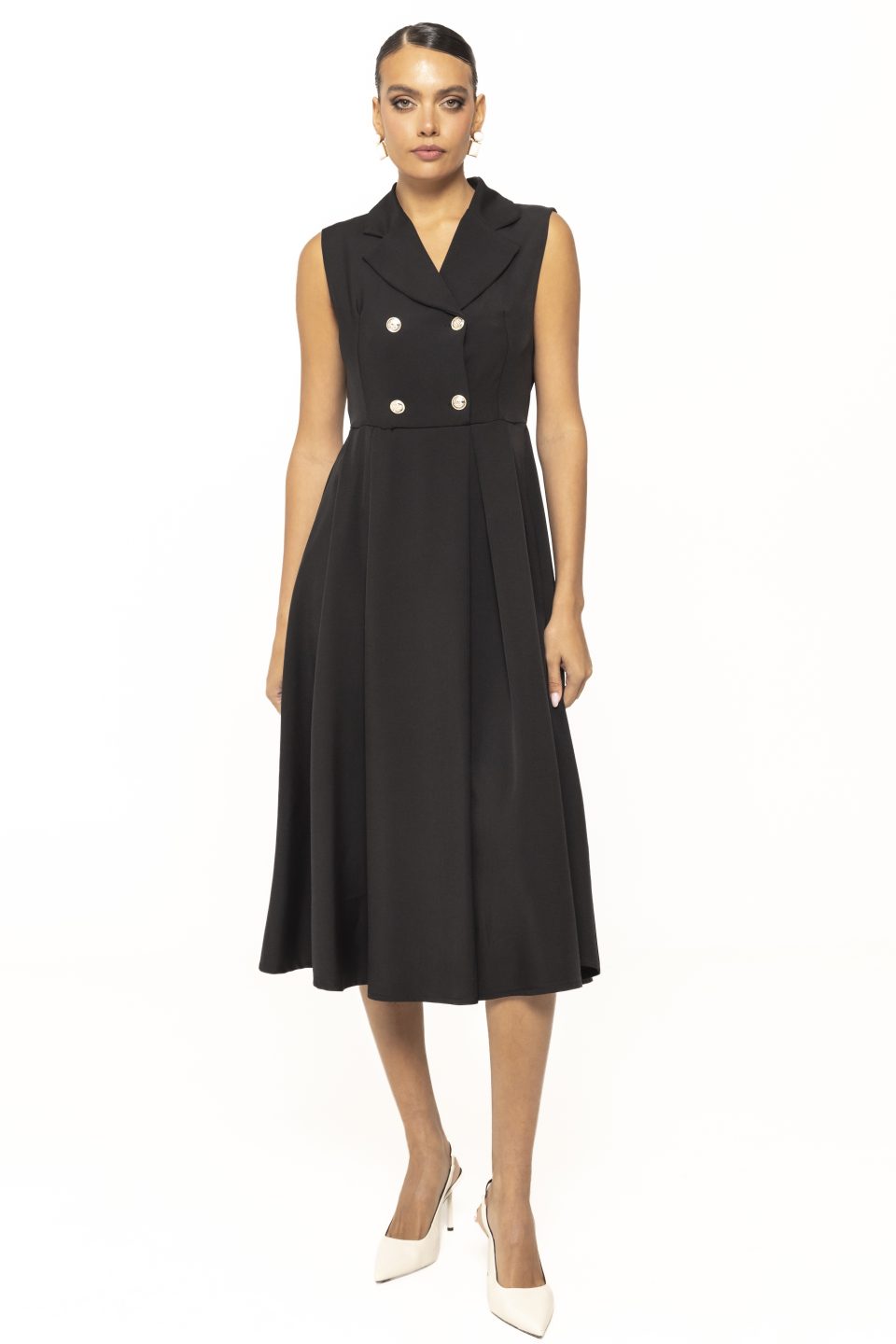 Rochie midi cu nasturi Rose