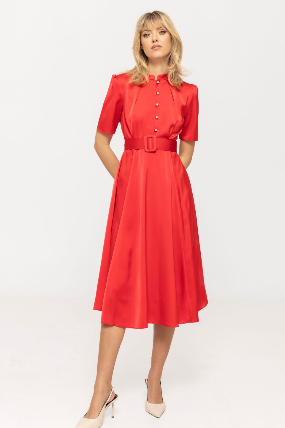 Rochie midi satinata Sara