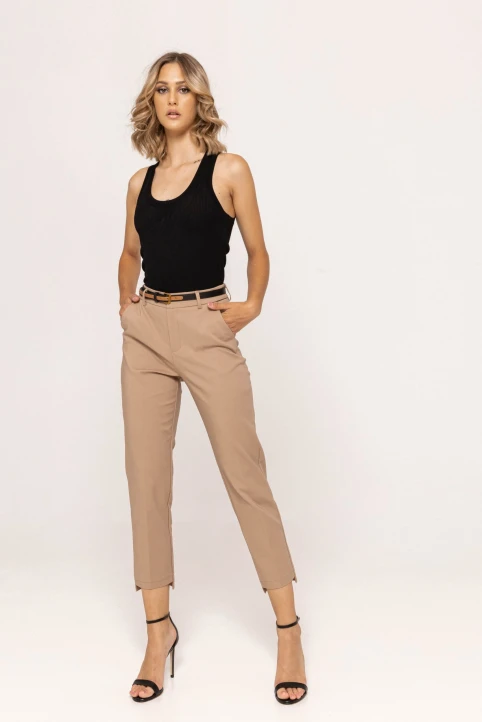 Pantalon-office-cu-talie-inalta-Barbara-camel