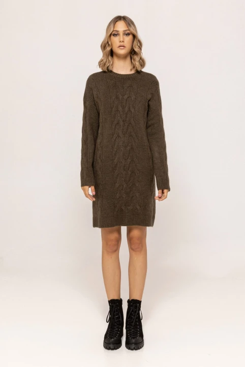 Rochie-scurta-cu-model-tricotat-Magda-kaki