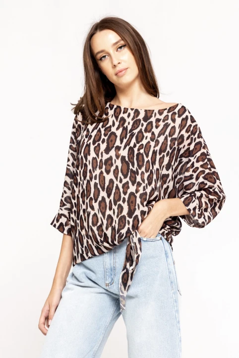 Bluza-cu-imprimeu-Irene-maro-ETIC-1