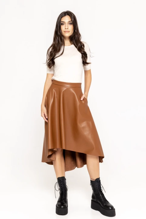 Fusta-din-piele-eco-Ruby-maro-ETIC