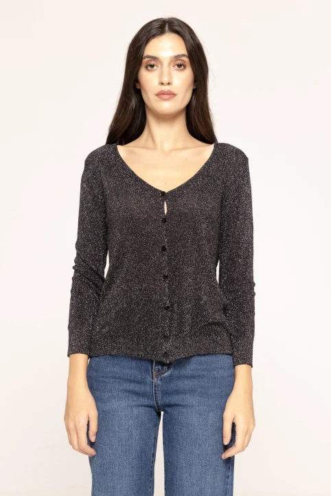 Pulover-cu-fir-metalizat-Miki-negru