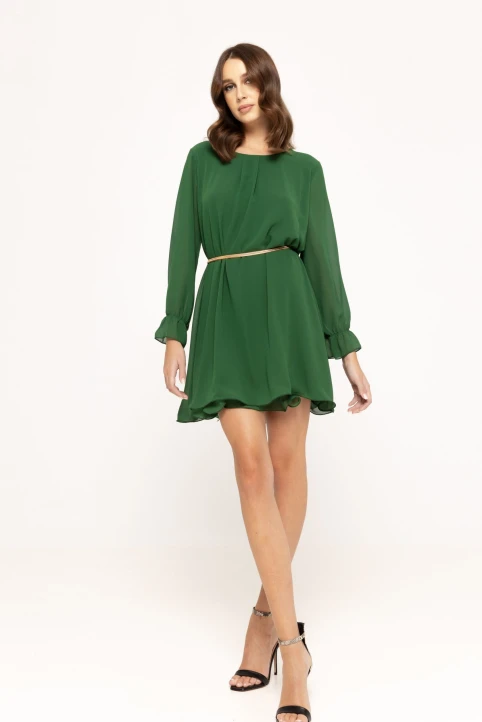 Rochie-cu-accesoriu-metalic-Anny-verde-ETIC-1