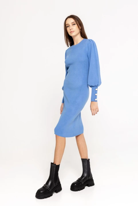 Rochie-cu-nasturi-aplicati-Dolly-bleu-ETIC-1