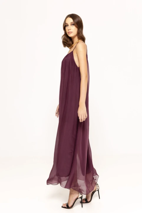 Rochie-maxi-cu-matase-Tess-grena-ETIC-1