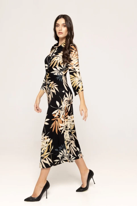 Rochie-midi-cu-imprimeu-floral-Iana-negru-ETIC-1