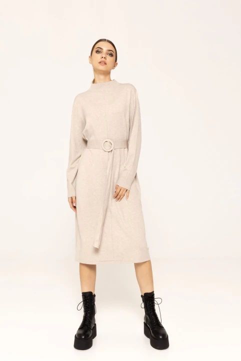Rochie-midi-din-tricot-Kandy-bej-ETIC-1