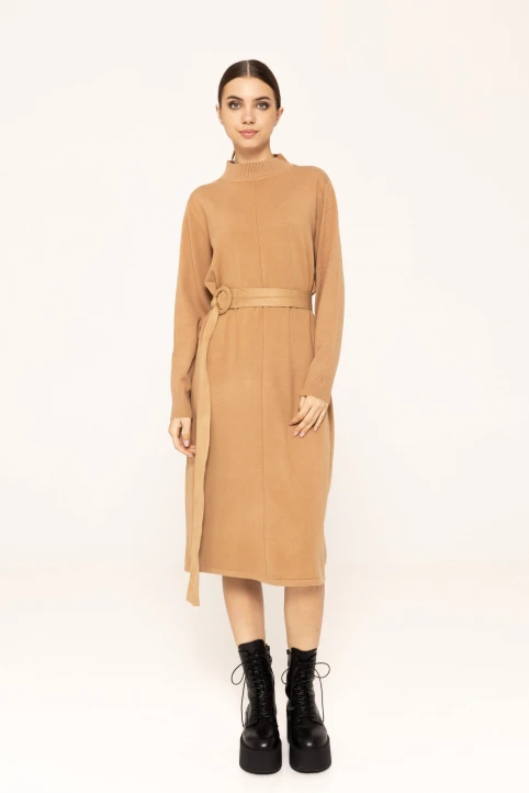 Rochie-midi-din-tricot-Kandy-maro