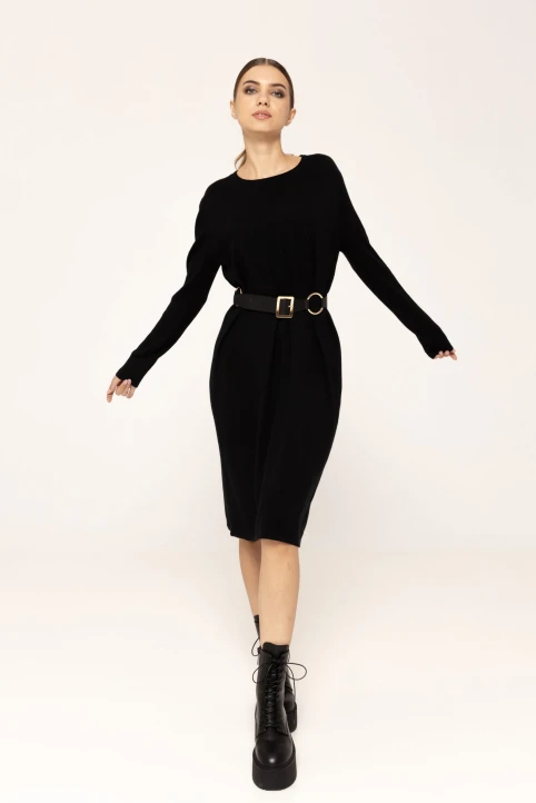 Rochie-midi-din-tricot-Oli-negru-ETIC-1