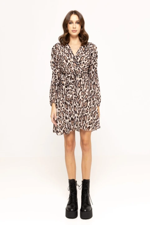 Rochie-mini-cu-umeri-bufanti-Nicola-bej