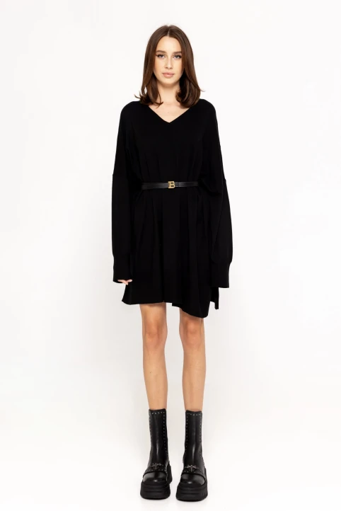 Rochie-scurta-din-tricot-Mira-negru