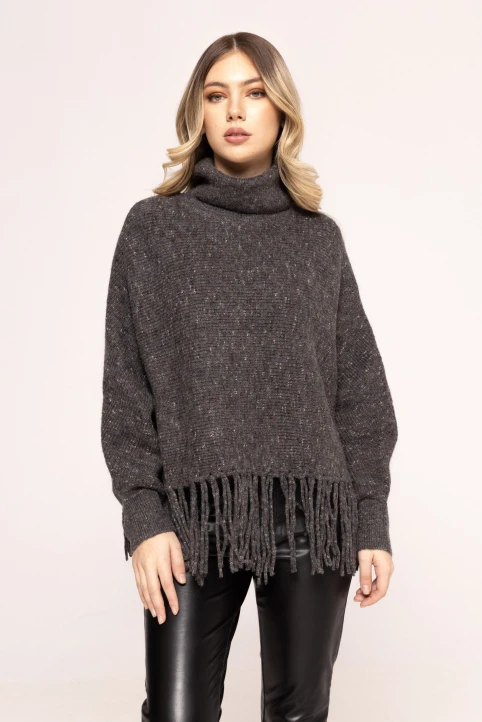 Pulover-cu-guler-inalt-si-franjuri-Margot-antracit