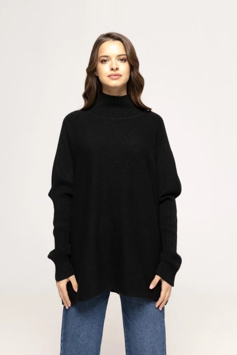 Pulover-oversized-din-tricot-Daisy-negru