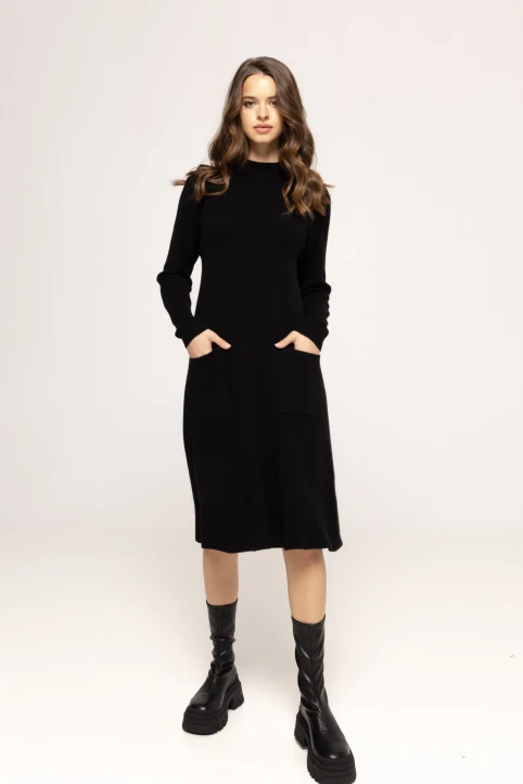 Rochie-din-tricot-cu-buzunare-Elaine-negru-ETIC-1