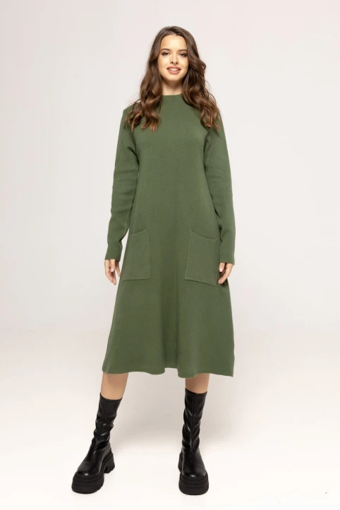 Rochie-din-tricot-cu-buzunare-Elaine-verde-ETIC-2
