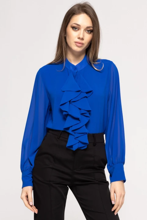 Bluza cu-volan-aplicat-Carolina-albastru