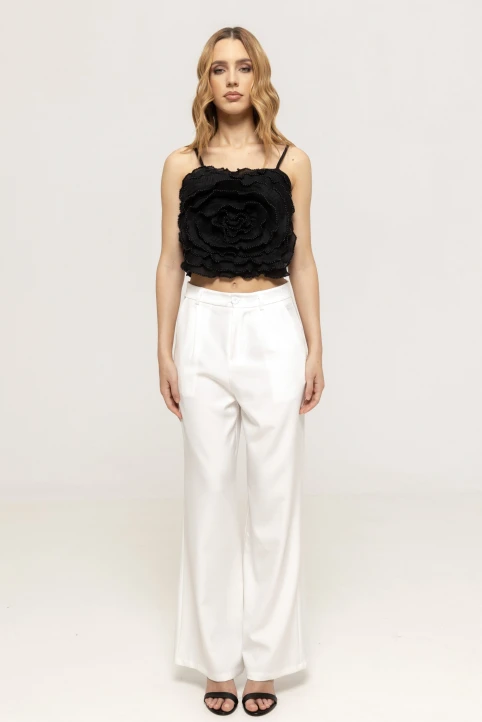 Pantaloni-evazati-cu-talie-inalta-Sandra-Alb